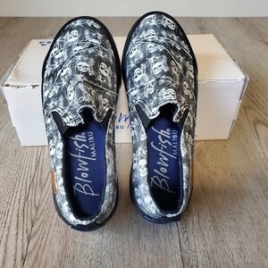 Blowfish Malibu Kids Piper Black Skull Island Canvas Slip-On Sneakers Size 1 New